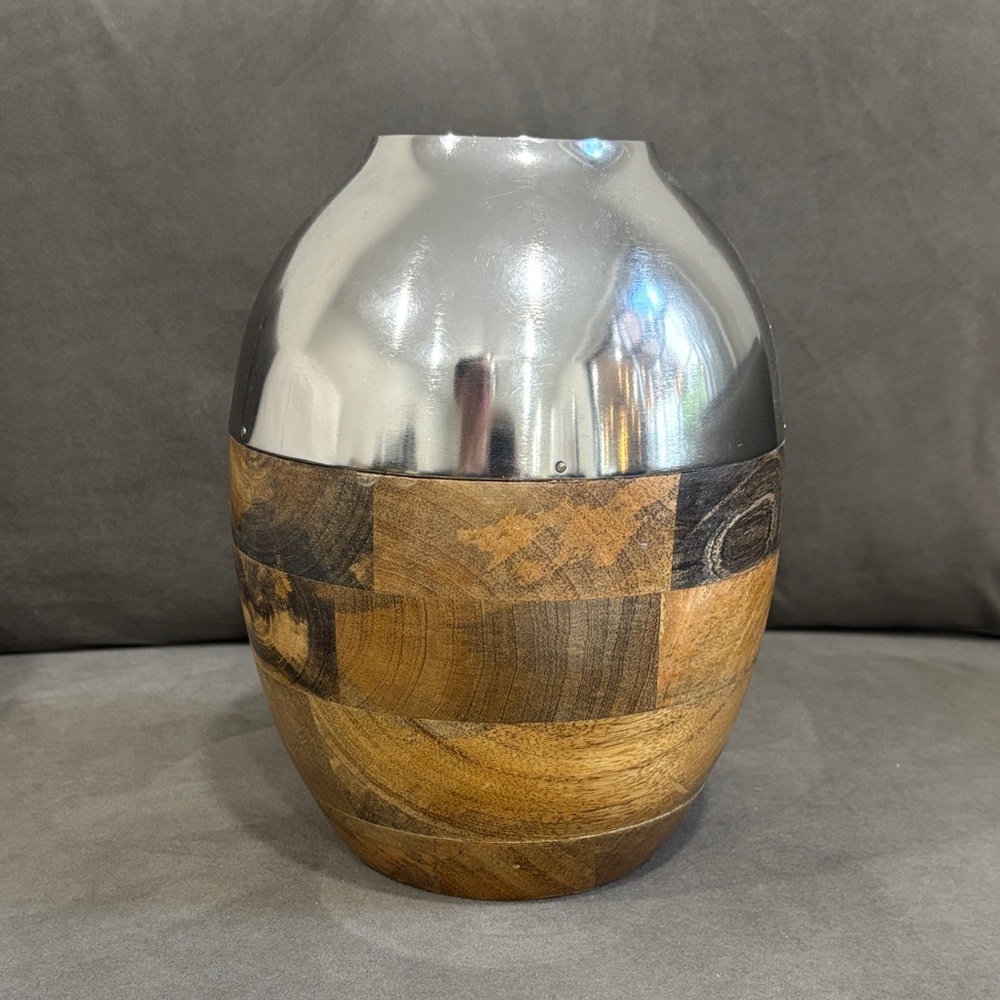 Threshold Wood and Silver Decorative Accent Vase